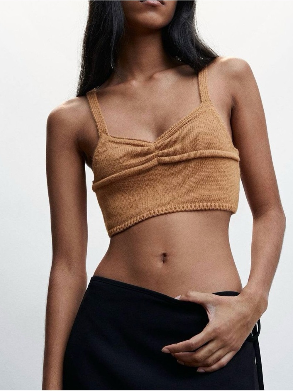 Mango Knit Top in Warm Camel